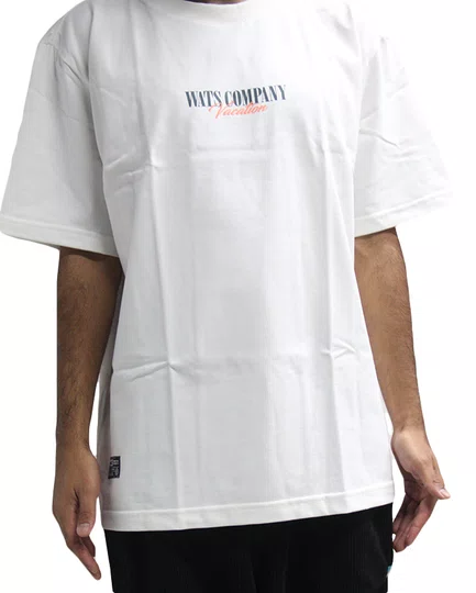 Camiseta Masculina Wats Over Enjoy Manga Curta Estampada - Off White