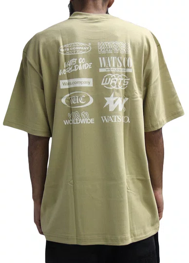 Camiseta Masculina Wats Over World Manga Curta Estampada - Caqui