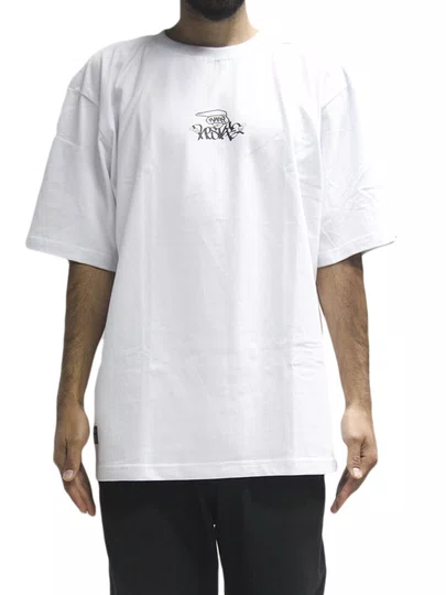 Camiseta Masculina Wats Oversized Bomb Manga Curta Estampada - Branco
