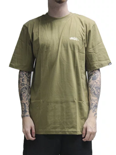 Camiseta Masculina Wats Tag Botton Manga Curta Estampada - Marrom