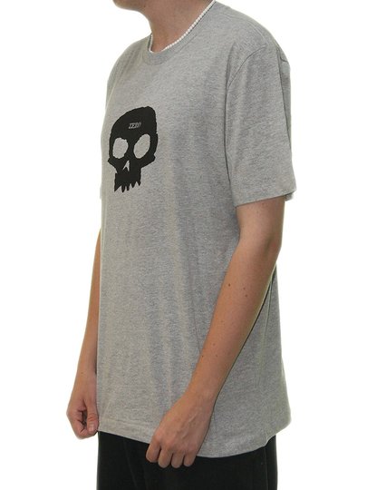 Camiseta Masculina Zero Skull Manga Curta Estampada - Cinza/Mescla