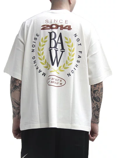 Camiseta Masculino Baw Oversized Classy Manga Curta Estampada - Off White