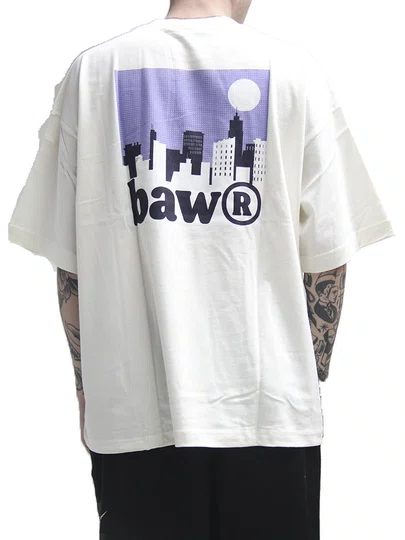 Camiseta Masculino Baw Oversized Inward City Manga Curta Estampada - Off White