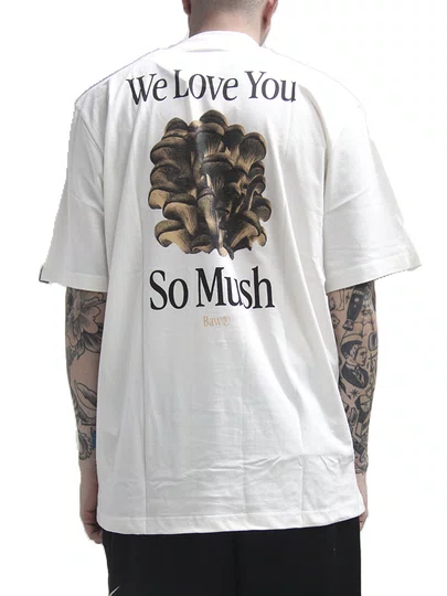 Camiseta Masculino Baw We Love Baw Manga Curta Estampada - Off White