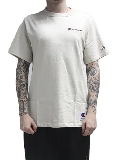 Camiseta Masculino Champion Mini Logo EMB Manga Curta Estampada - Bege