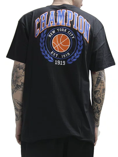 Camiseta Masculino Champion New York City Manga Curta Estampada - Preto