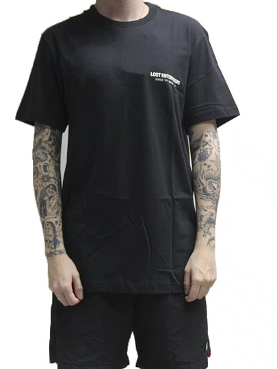Camiseta Masculino Lost Run Color Manga Curta Estampada - Preto