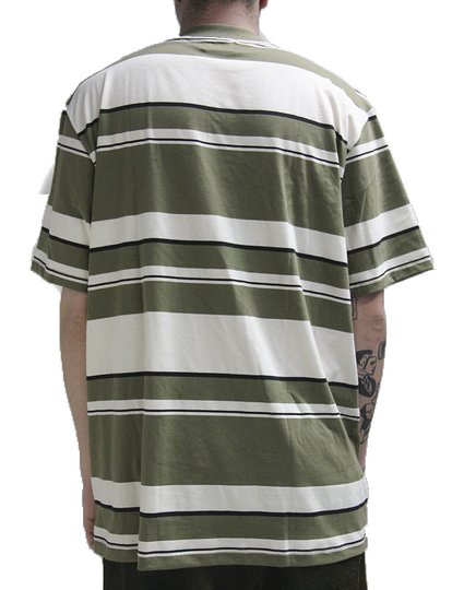 Camiseta Masculino Plano C Listrada Mini Logo - Branco Verde