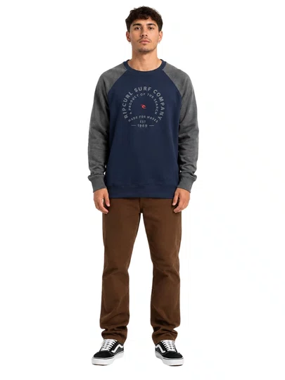 Camiseta Masculino Rip Curl Archy Manga Longa Estampado - Marinho/Chumbo