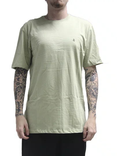Camiseta Masculino Volcom Stone Blanks Manga Curta Estampada - Verde Claro