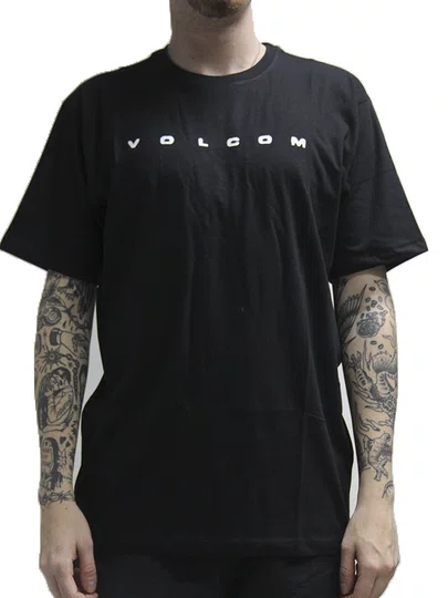 Camiseta Masculino Volcom Yewwro Manga Curta Estampada - Preto