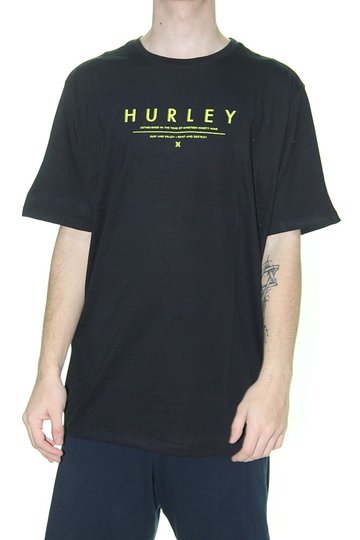 Camiseta Masculna Hurley Neon Manga Curta Estampada - Preto 