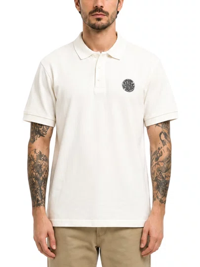 Camiseta Polo Masculina RC Wettie Manga Curta Estampada - Off White