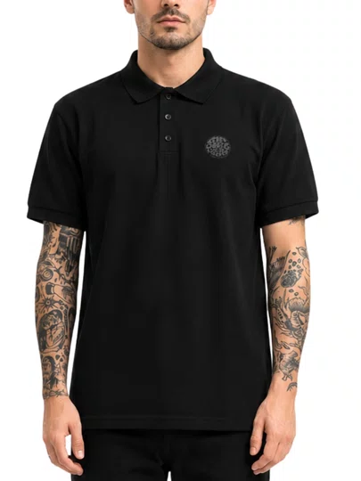 Camiseta Polo Masculina RC Wettie Manga Curta Estampada - Preto