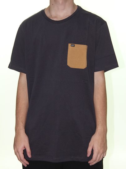 Camiseta RVCA Stone Comfort Manga Curta - Cinza Escuro