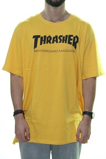 Camiseta Masculina Thrasher Flame Manga Curta Gola Careca -Amarelo Queimado