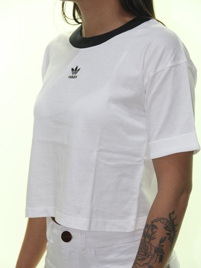 Cropped Feminino Adidas Cropped Top Tee Manga Curta - Branco