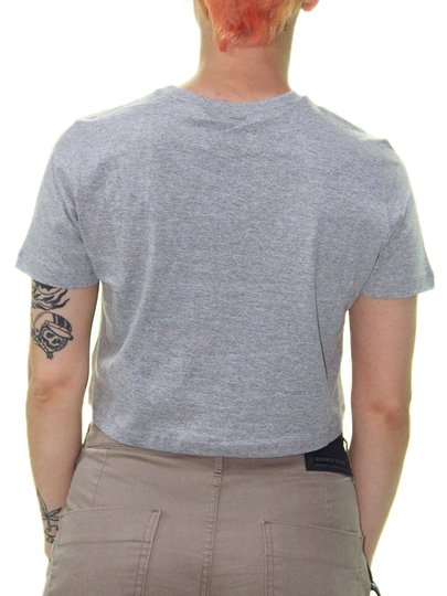 Cropped Feminino Santa Cruz Strange Oval Strip Manga Curta Estampada - Cinza/Mescla