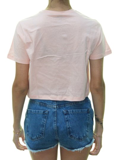 Cropped Feminino Santa Cruz Strangee Oval Strip Manga Curta - Rosa Claro