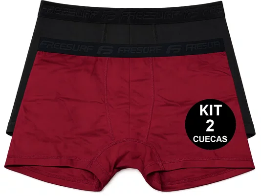 Cueca Boxer Freesurf Diver Kit 2 - Bordo/Preto
