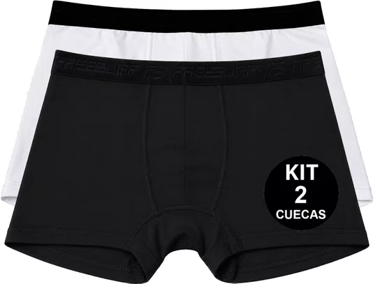 Cueca Boxer Freesurf Diver Kit 2 - Branco/Preto