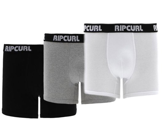 Cueca Rip Curl Basic Kit C/ 3 Cuecas - Preto/Branco/Cinza