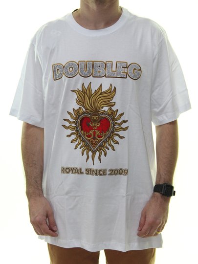 Camiseta Masculina Double-G Heart Estampada Manga Curta - Branco