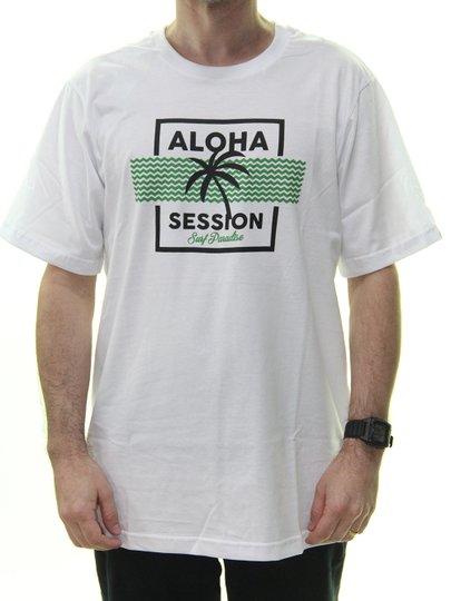Camiseta Masculina Session Aloha Palm Estampada Manga Curta - Branco