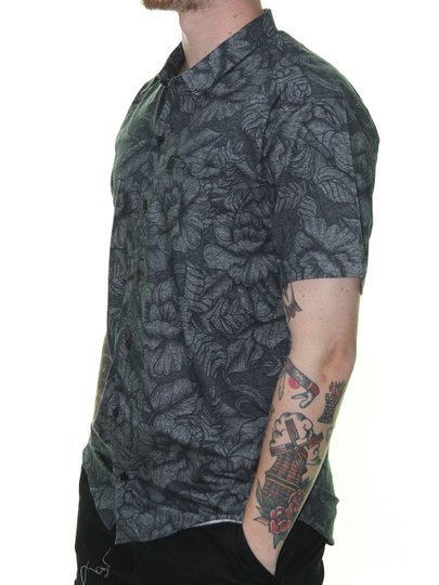 Camisa Masculina Freesurf Flowers Manga Curta - Chumbo Floral
