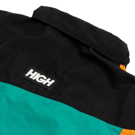 Jaqueta Masculina High Quarter Zip Block - Preto/Laranja