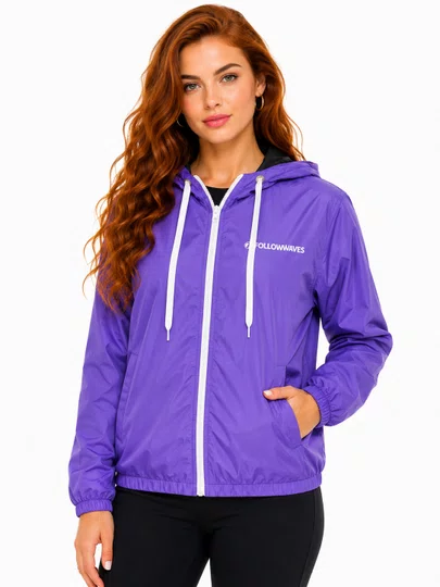 Jaqueta Feminina Flo Waves Icon Manga Longa Quebra Vento - Roxo