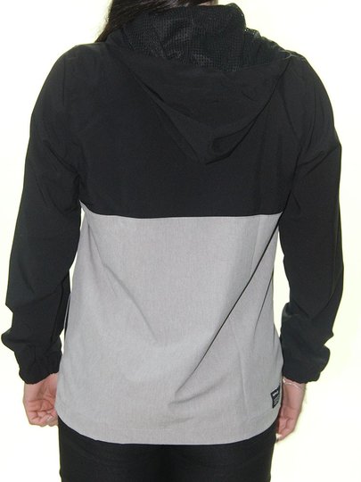 Jaqueta Feminina Hurley Windbreaker Basic Manga Longa com Capuz - Preto/Cinza