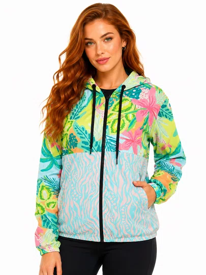 Jaqueta Feminina Loveboard Impermeavel Com Recortes - Floral
