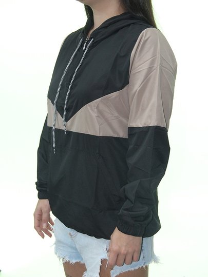 Jaqueta Feminina Volcom Wind Stoned Manga Longa com Capuz - Preto/Marrom