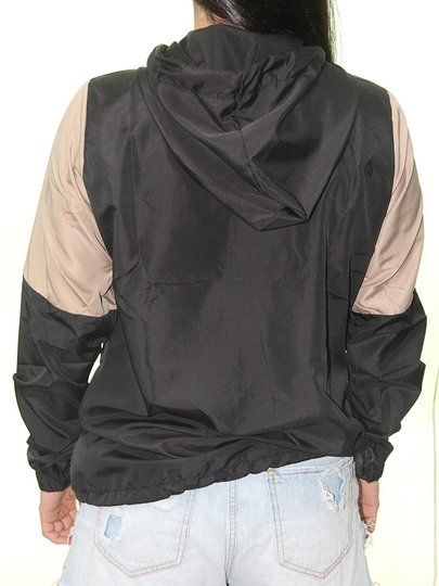 Jaqueta Feminina Volcom Wind Stoned Manga Longa com Capuz - Preto/Marrom