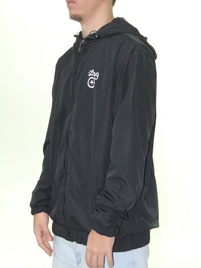 Jaqueta Masculina LRG Leve Script Manga Longa com Capuz - Preto