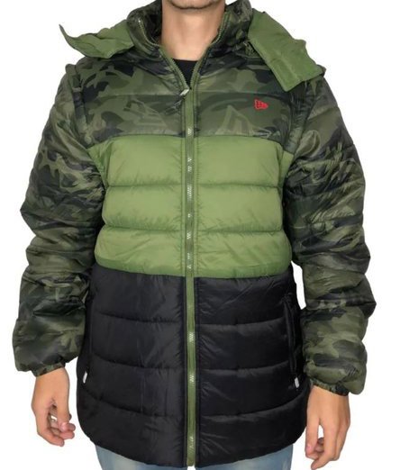 Jaqueta Masculina New Era Colete Puffer Militar - Verde Militar/Preto