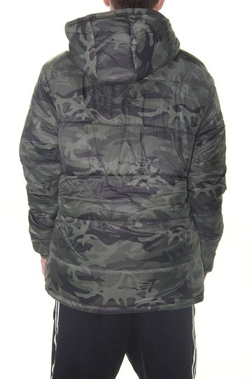 Jaqueta Masculina New Era Puffer Military Full Print Manga Longa com Capuz - Verde Militar