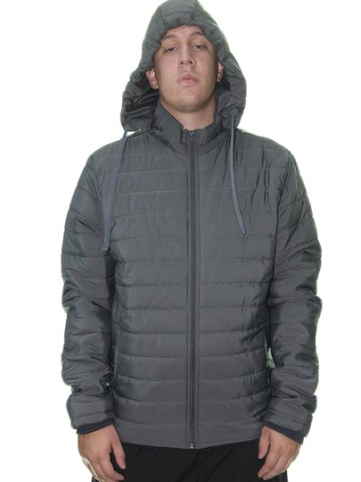 Jaqueta Masculina Session Bomber Com Touca 04 - Cinza Escuro