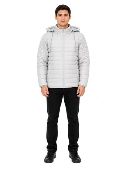Jaqueta Masculina Session Bomber Com Touca 05 - Cinza Claro