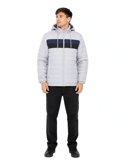 Jaqueta Masculina Session Bomber Com Touca 07 - Cinza/Marinho