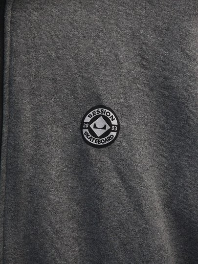 Jaqueta Moletom Masculina Session logo - Chumbo/Mescla