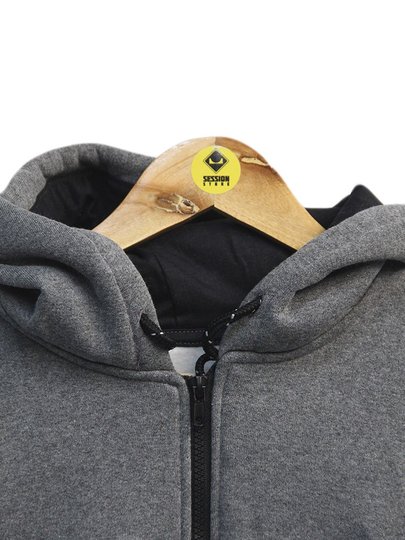 Jaqueta Moletom Masculina Session logo - Chumbo/Mescla