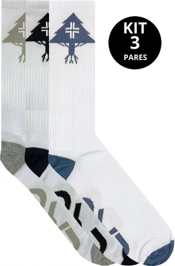 Kit 3 Meias LRG Unissex Tree crew - Branco