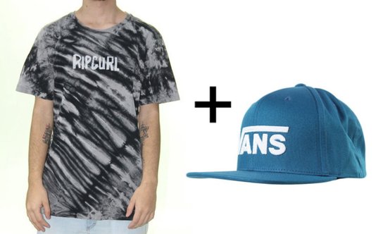 Kit Camiseta Masculina Rip Curl Especial Tie Dye + Boné Vans Drop V II Aba-Reta