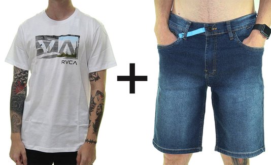 Kit Camiseta RVCA Balance Box + Bermuda de Passeios Hurley Night Jeans