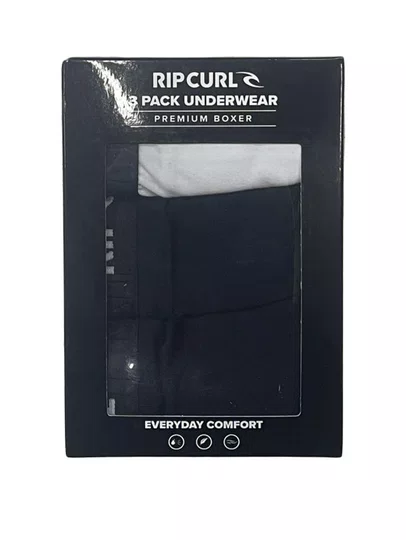 kit Cueca Boxer Rip Curl 3 Peças - Black/White
