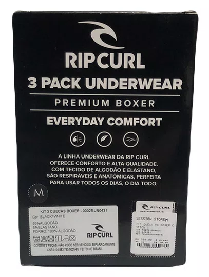 Kit Cueca Rip Curl Boxer Cotton - Preto/Branco