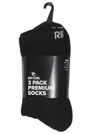Kit Meia Rip Curl Cano Médio 3 Pares - Preto
