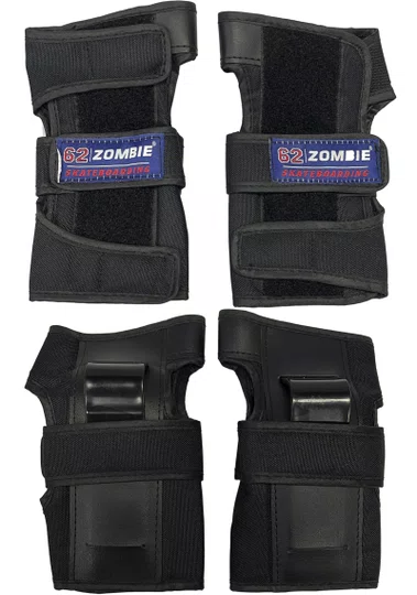 Kit Proteção 62 Zombie Skateboarding Joelheira/Cotoveleira/Wrist Guard - Preto